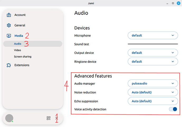 Advanced audio features in Jami