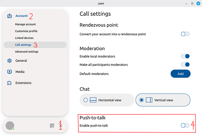 Push-to-talk in Jami
