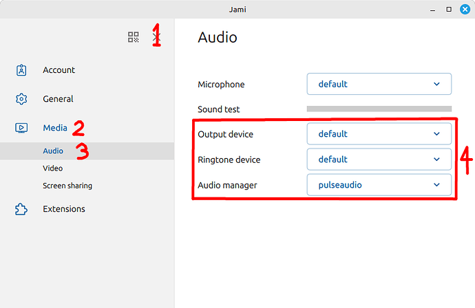 Audio settings